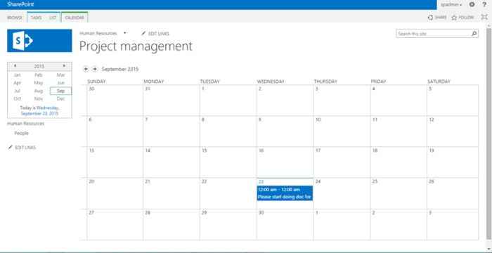 calendar view
